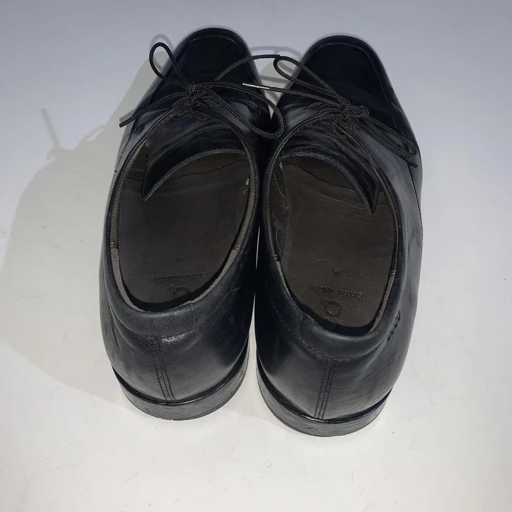 Ecco Dress Shoes Mens Size 46 EU Black Leather Oxford Extra Wide Comfort